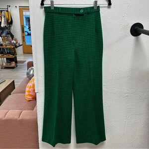 Vintage green/blue houndstooth wide leg pants